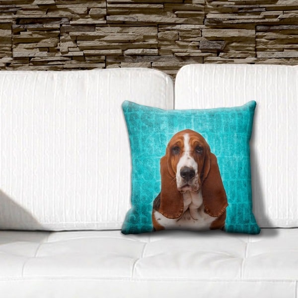 Basset Hound Grunge 16-inch Throw Pillow