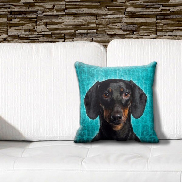 Dachshund Black Grunge 16-inch Throw Pillow