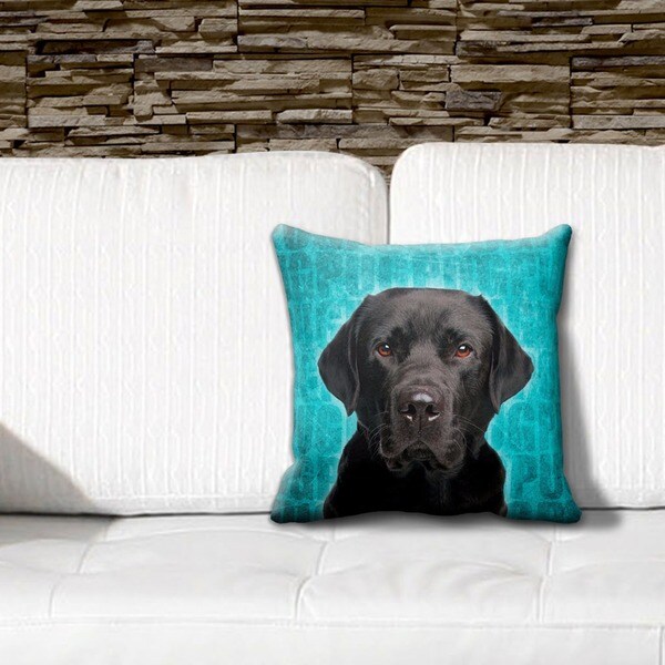Labrador Black Grunge 16-inch Throw Pillow