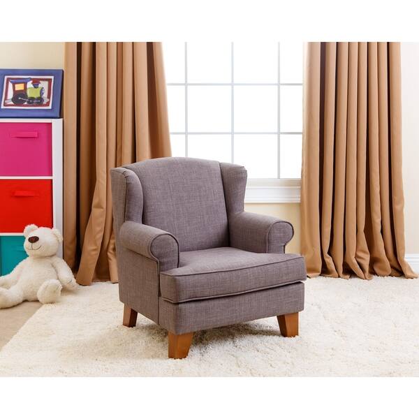 Shop Abbyson Kids Lorraine Wingback Grey Mini Chair Overstock