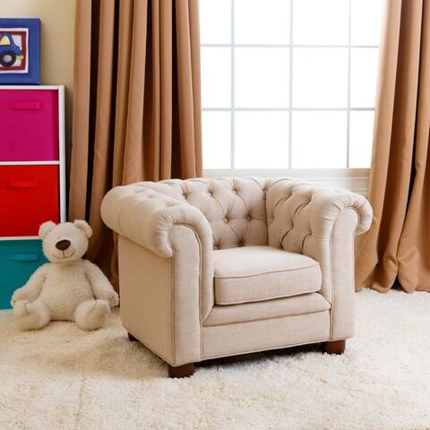 Kids Toddler Chairs Online At Our Best Abbyson Kids Beige Linen Chesterfield Rj Mini Chair