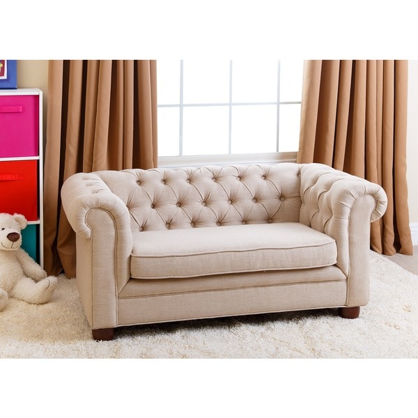 Beige Linen Chesterfield RJ Mini Sofa 