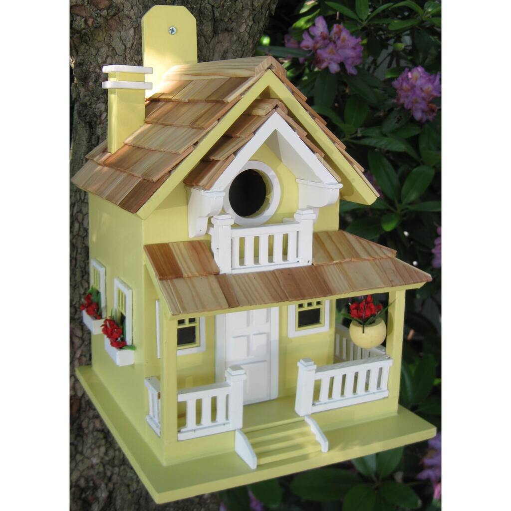 Home Bazaar 11" x 8" x 9" Backyard Bird Cottage Birdhouse - Yellow