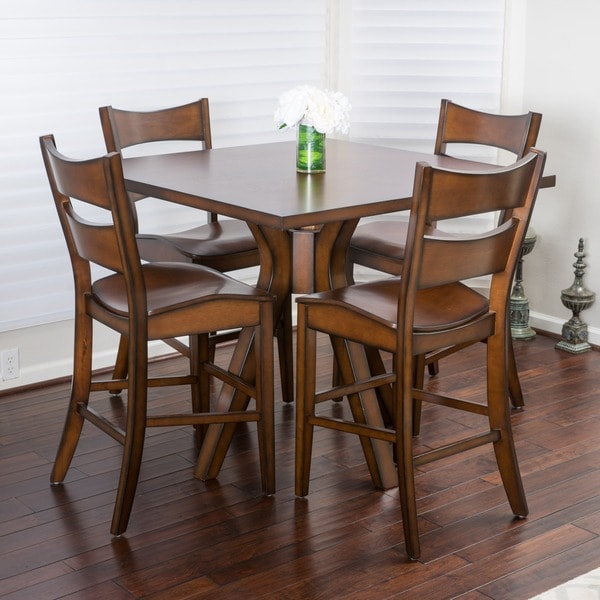 Shop Tehama 5-piece Square Counter Height Wood Dining Set by ...