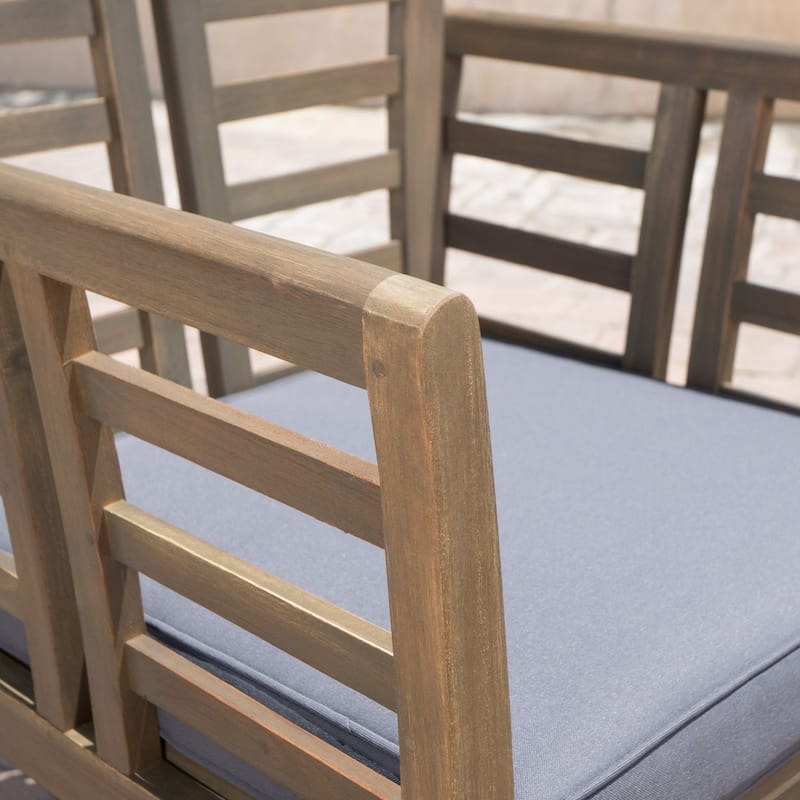 Caydon 4-piece Acacia Wood Patio Chat Set by Christopher Knight Home