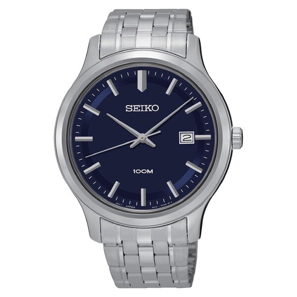 Seiko Men's SUR143 Stainless Steel Navy Blue Dial 100M Water Resistant ...