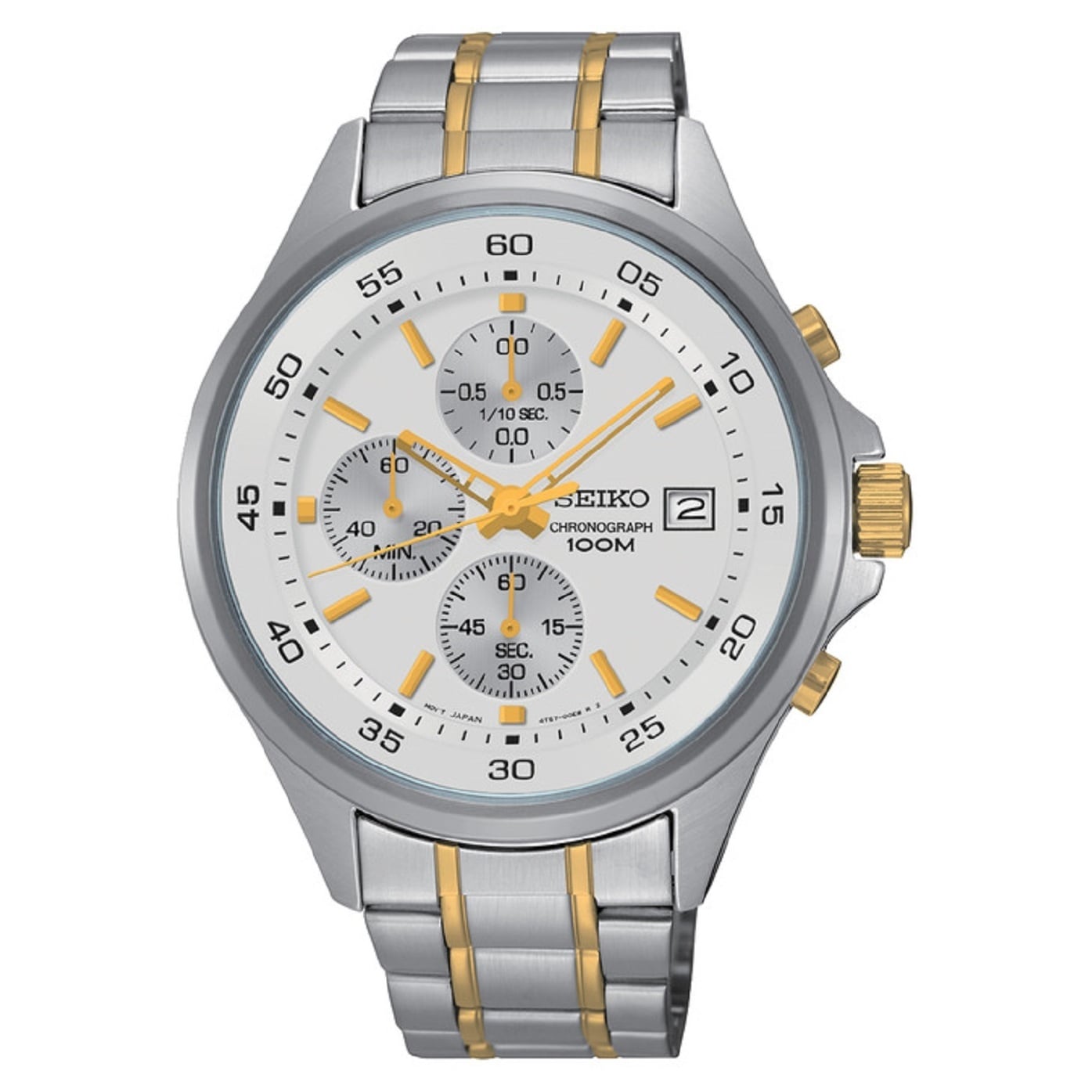 seiko chronograph 100m white