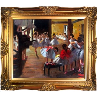 Edgar Degas 'The Dance Class' Hand Painted Framed Canvas Art - Bed Bath ...