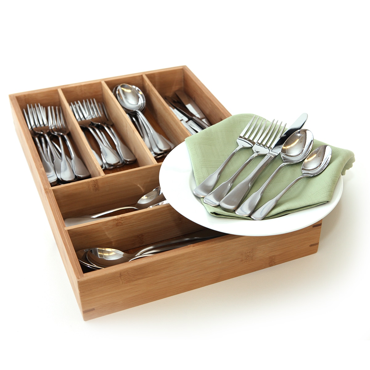 Shop Oneida Colonial Boston 65piece Silverware Set with Bamboo Storage
