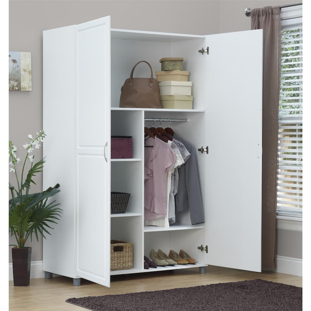 Systembuild Evolution White Baldwin 48-inch Wardrobe Storage Cabinet