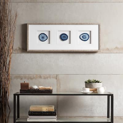Madison Park Blue Agate Trio Blue 100-percent Real Stone Framed Graphic (4-inch Agate)