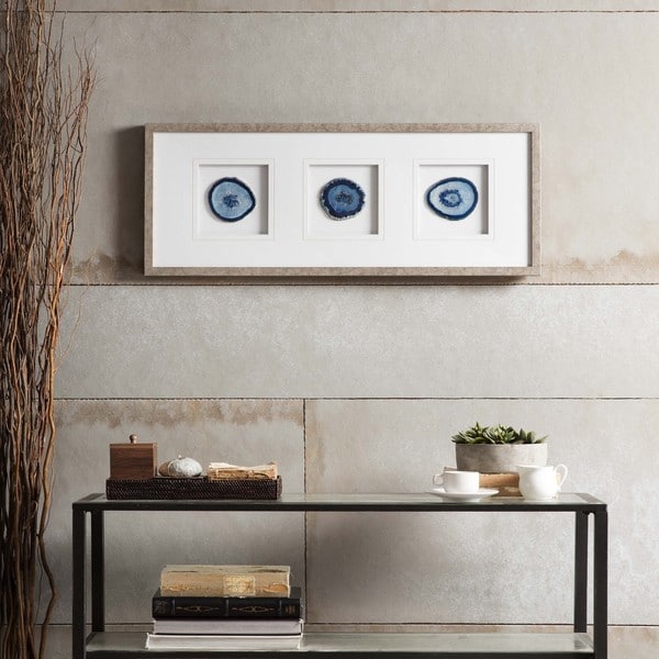 Madison Park Blue Agate Trio Stone Framed Graphic