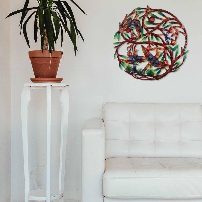 Handmade 24-Inch Painted Tree of Life Metal Wall Art (Haiti)