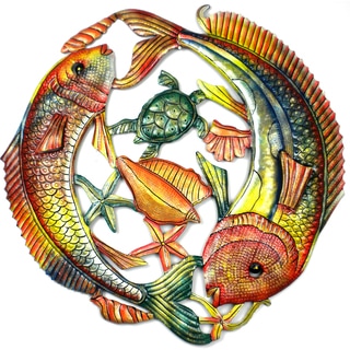 Fish Metal Wall Art handmade 24-inch painted school of fish metal wall art (haiti Fish Metal Wall Art handmade 24-inch painted school of fish metal wall art (haiti