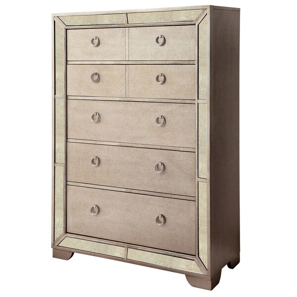 Furniture Of America Maxine Modern Silver Mirrored 5 Drawer Furniture Of America Maxine Modern Silver Mirrored 5 Drawer Chest