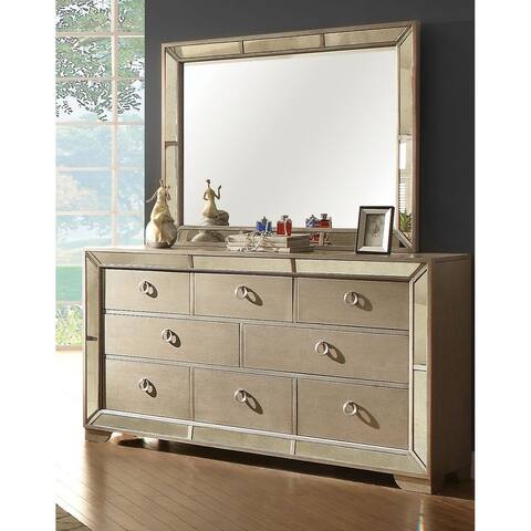 Furniture of America Gevi Modern Champagne 2-piece Dresser and Mirror Set