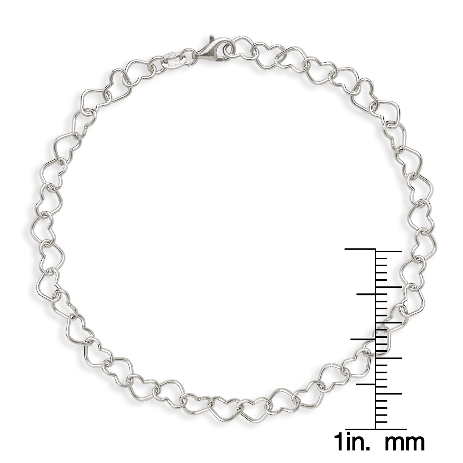10 in Fancy Heart Link Anklet