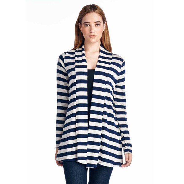 striped cardigan with elbow patches