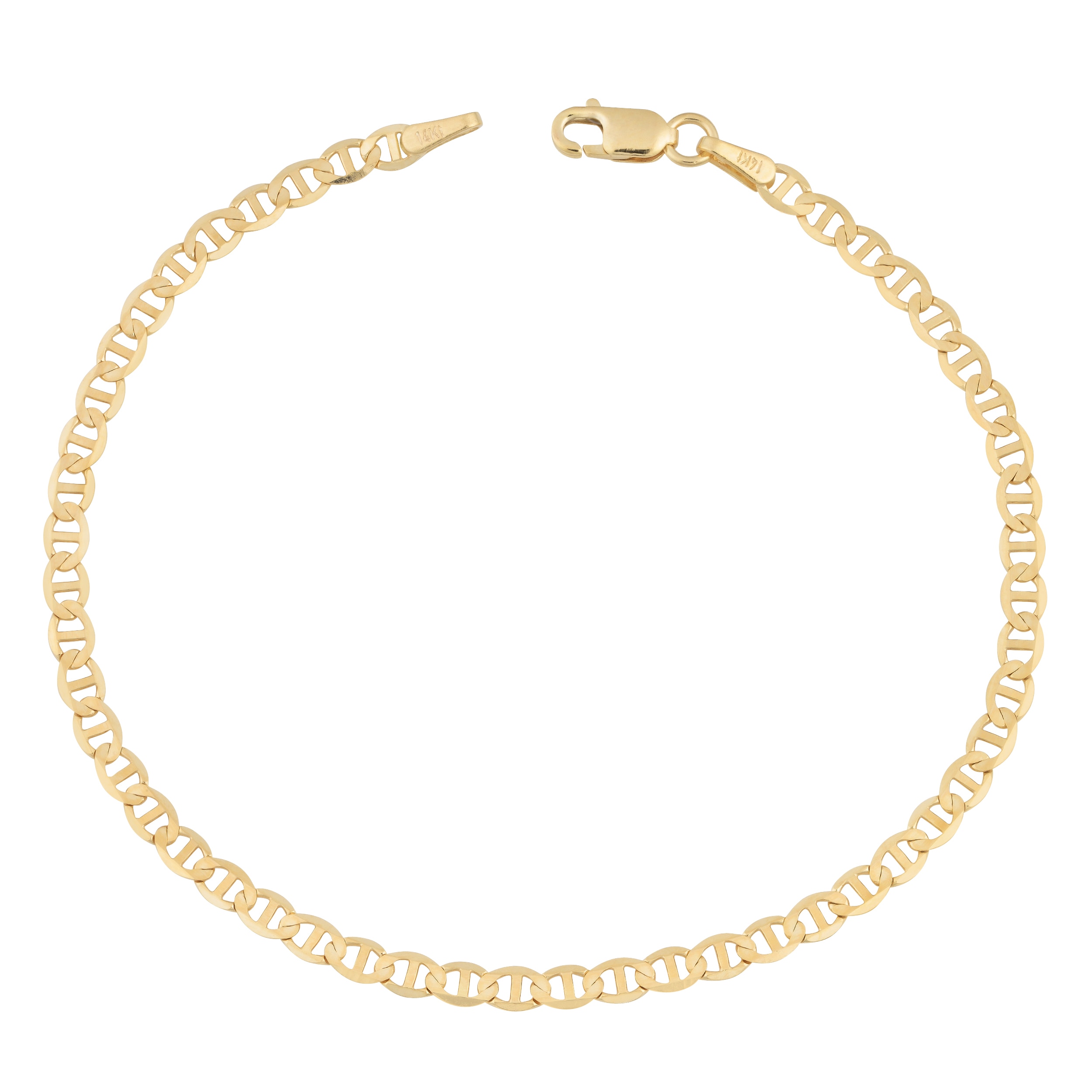 Au Naturale 14k Yellow Gold 3.5-mm Solid High Polish Mariner Link Bracelet