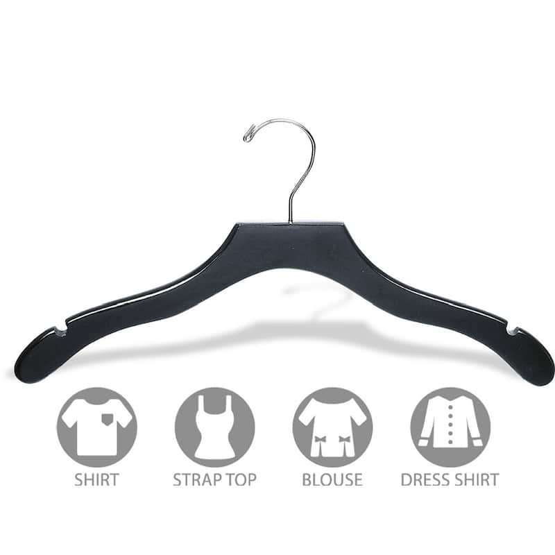 Black Wavy Top Hanger with Notches (Box of 100)