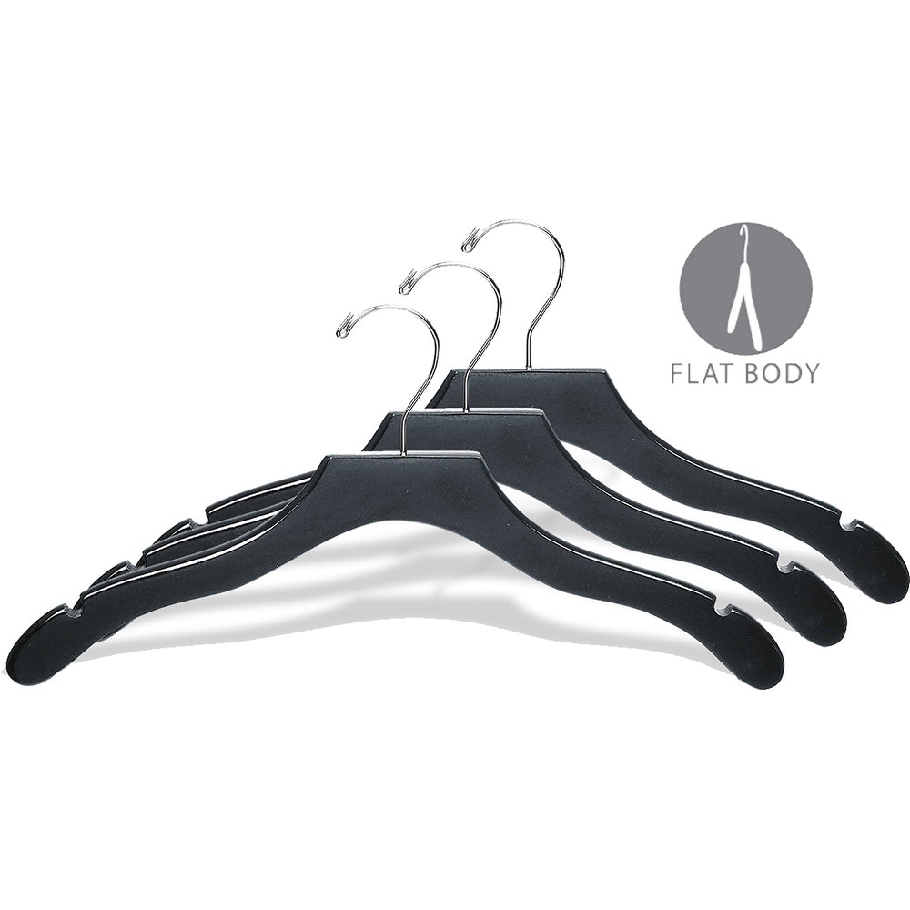 Heshberg Plastic Hangers with Notched Standard Size 20 Pack, Black