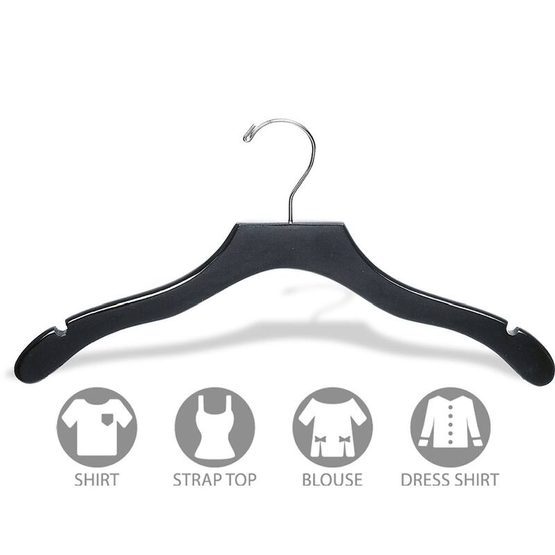 Black Wavy Top Hanger with Notches (Box of 25)
