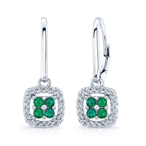 14k White Gold Created Emerald 1 5ct Tdw Diamond Earrings H I Si1 14k White Gold Created Emerald 1 5ct Tdw Diamond Earrings H I Si1