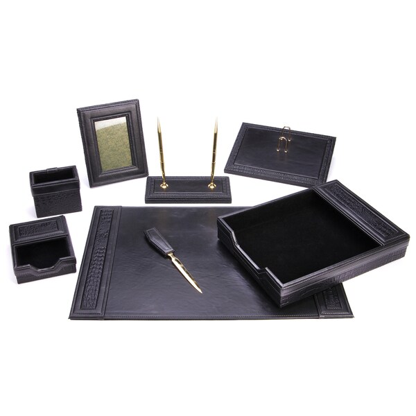 8 Piece Black Eco-Friendly Leather Desk Set - Free Shipping Today ...