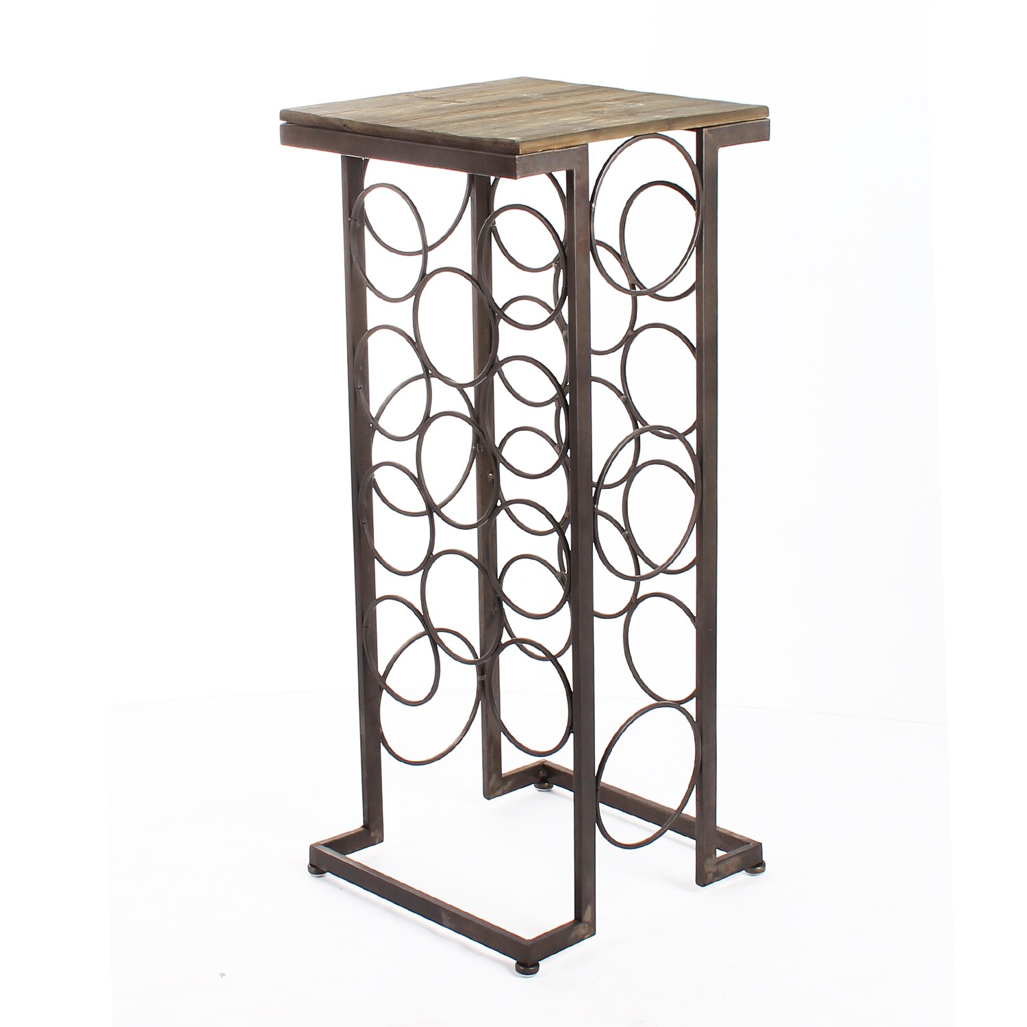 Adeco Black Iron And Walnut Color Wood Tall Rectangular Wine Rack End Table Holds 11 Regular Size Wine Bottles Overstock 10568666