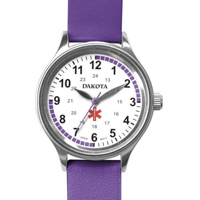 Dakota Women's Nurse MIdsize Fun Color Purple Leather Watch