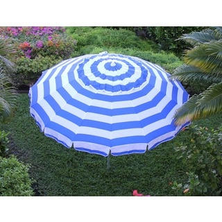 Shop Black Friday Deals On 8 Ft Royal Blue And White Stripe Deluxe Beach Patio Umbrella Overstock 10568737