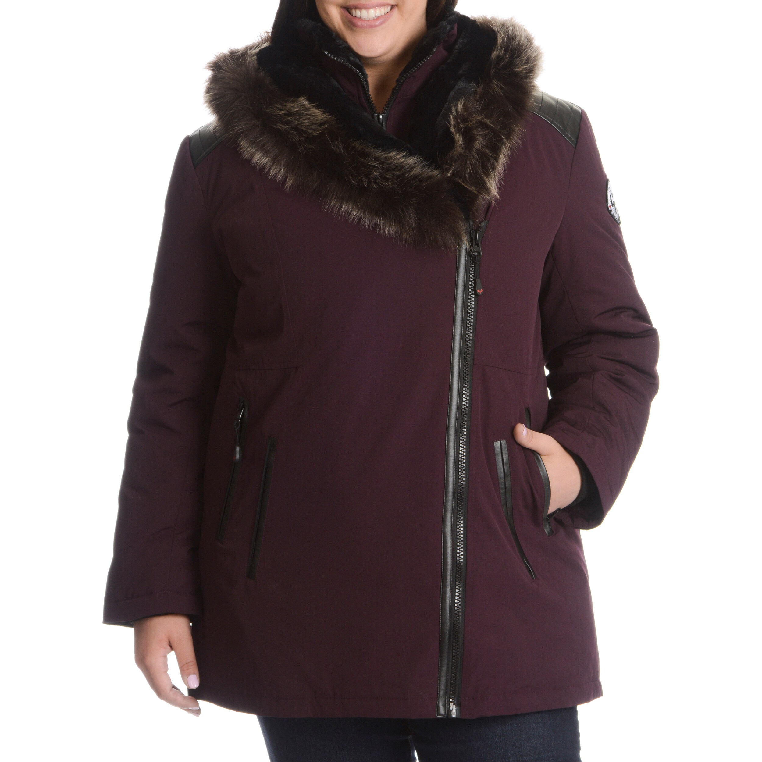 Women's Plus Size Down Jacket Faux Fur Trim Hood - On Sale - Overstock - 10568743