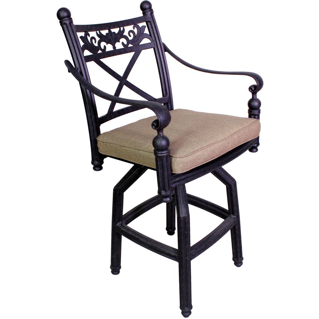 Parma Antique Bronze Swivel Barstool with Sesame Linen Cushion