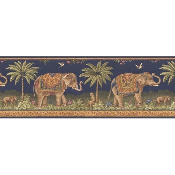 Midnight Blue Elephant Parade Wallpaper Border Free Shipping On