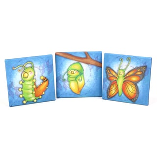 Growing Kids Caterpillar to Butterfly Canvas Wall Art - Triple Print Set