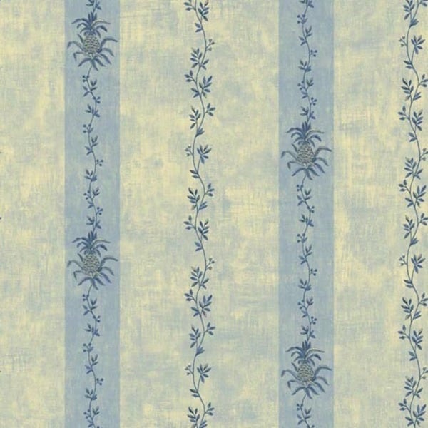 Blue Floral Stripe Wallpaper - Free Shipping On Orders Over $45 - Overstock - 17646376