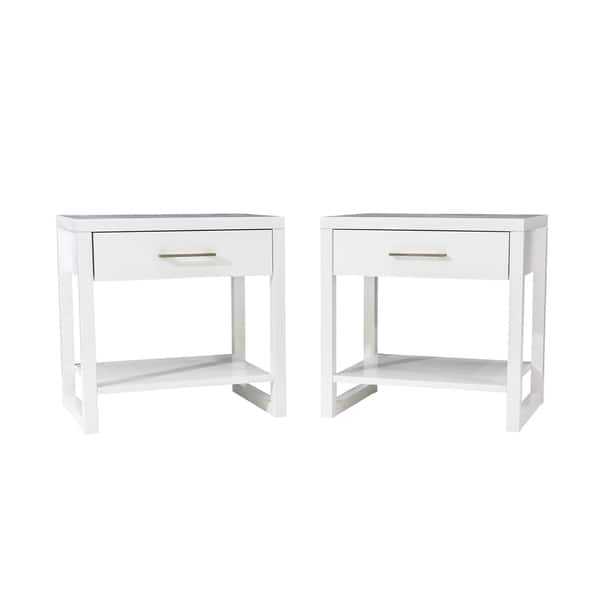 Shop Somette Estelle Pure White 1 Drawer Nightstand Set Of 2 Overstock 10569234