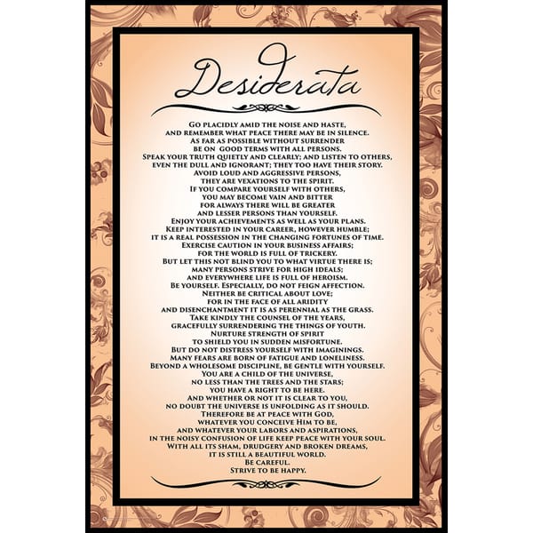 Free Printable High Resolution Desiderata Poem Master of