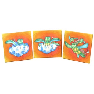 Growing Kids 'Sea Turtle Journey' Canvas Wall Art Triple Print Set - Orange