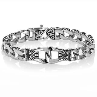 Stainless Steel Men S Bracelets Online At Our Crucible Fleur De Lis Stainless Steel Curb Chain Bracelet Silver