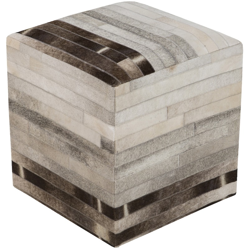 Striped Suez Square Hair On Hide Pouf