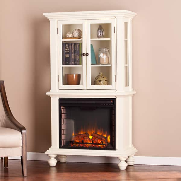 Shop Knox Antique White Electric Fireplace Curio Free Shipping