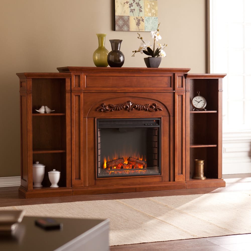 SEI Furniture Gogisgi 72-inch Electric Fireplace with Shelves