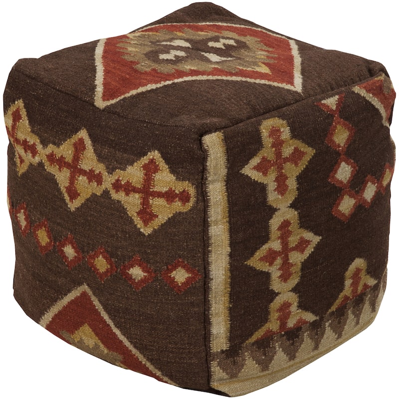 Geometric Arles Square Wool 18-inch Pouf - Pouf - Polyester - Single