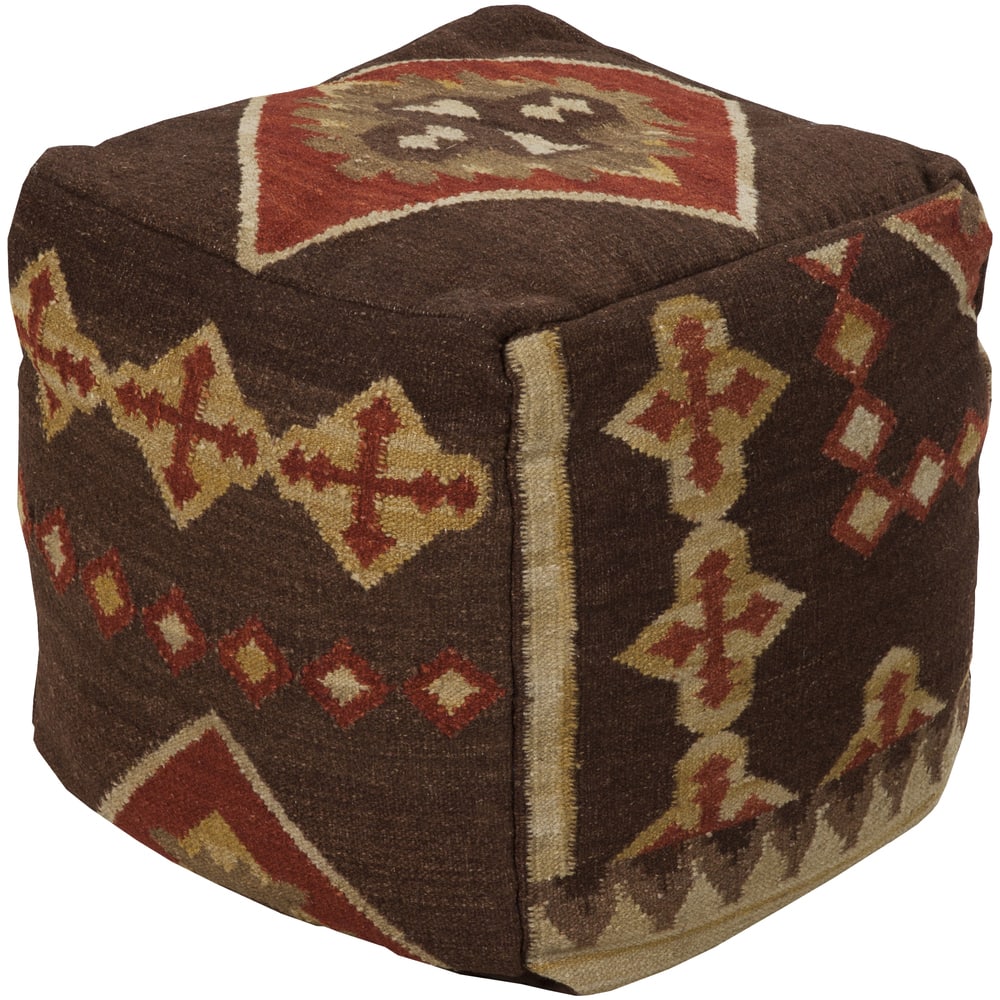 Geometric Arles Square Wool 18-inch Pouf