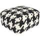 Alena 24-inch Houndstooth Square Wool Pouf - Black/Off-White