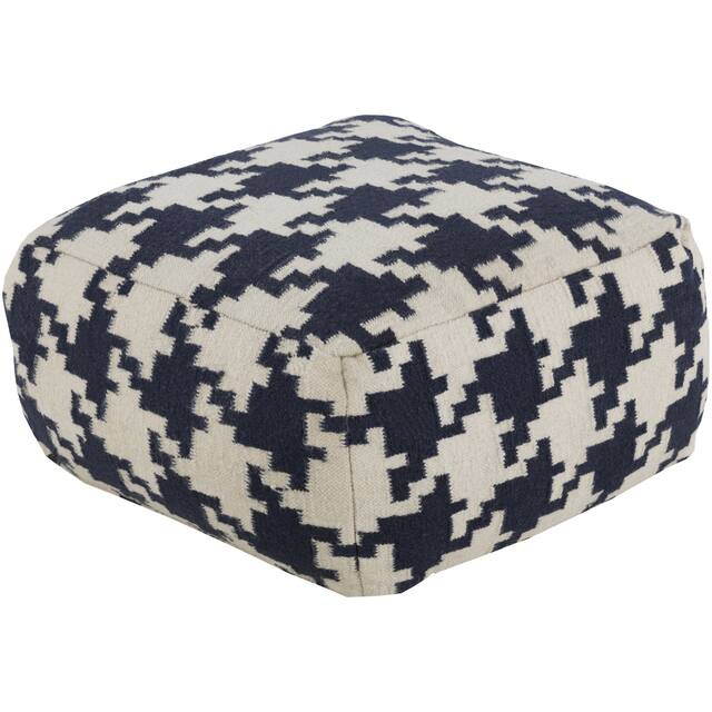 Alena 24-inch Houndstooth Square Wool Pouf