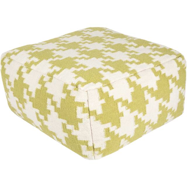 Alena 24-inch Houndstooth Square Wool Pouf