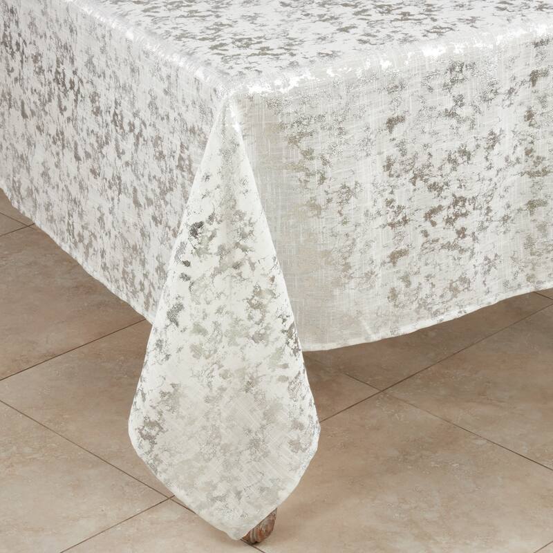 Abstract Brushed Foil Design Tablecloth - 52 x 52 - Silver - Square