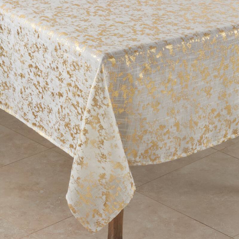 Abstract Brushed Foil Design Tablecloth - 52 x 52 - Gold - Square